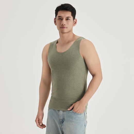 weyo秋冬新款男士羊毛蚕丝德绒贴片背心弹力保暖打底背心B12103 商品图1