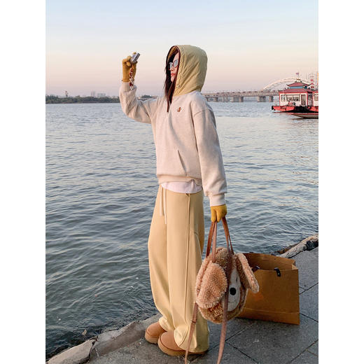 【189元任选2件】现货！黄色连帽拼接灰色卫衣 商品图3