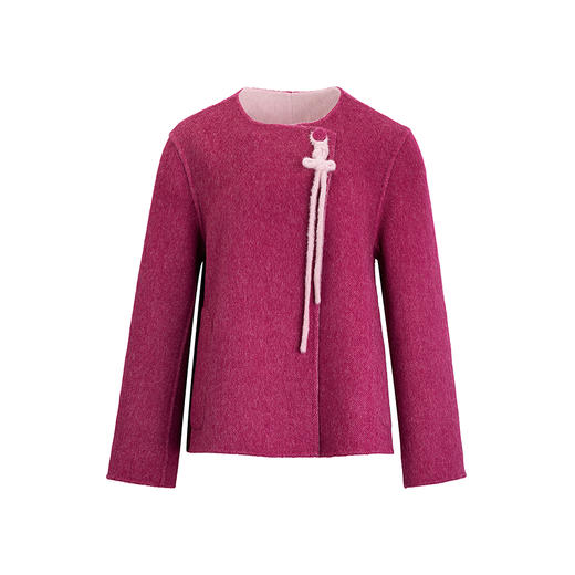 【林栖设计小店】（现货紧俏）绵羊毛双面呢紫色粉色国风新中式显瘦2025秋冬新款短款外套女T1954261 商品图13