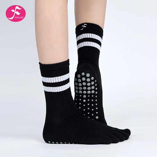 保暖纯棉中筒分趾五指瑜伽袜子专业防滑硅胶双杠分趾款单位：/对 商品图5