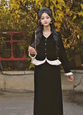 天鹅绒名媛上下套裙~