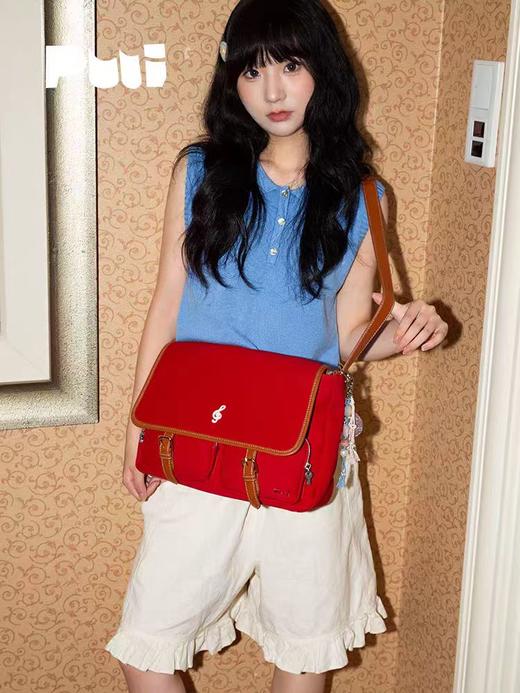 4楼Eubelle欧蓓 puui原创生活红色帆布大容量 公文包小众通勤斜挎电脑包 活动价：389元 商品图0