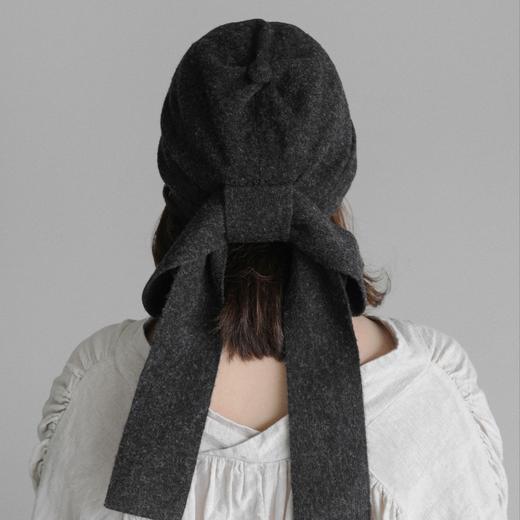 Kreuzzz 25AW 蓝色/卡其色/深灰色/米白色羊毛Lumi蝴蝶结窄檐软帽 商品图5