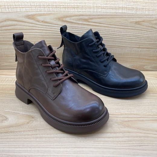 豪行2024年秋季新品时尚休闲英伦真皮女单马丁靴24451106 商品图5