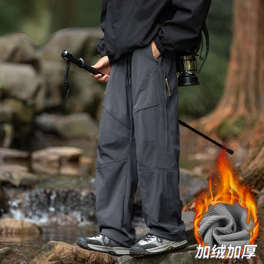 LUCKY DEER/幸运鹿情侣款防泼水时尚潮流户外加绒登山裤 商品图2