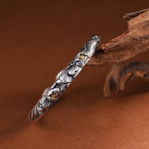 【国色呈祥】足银手镯牡丹花蒜头镯【SCH-SZ0026-1.2-113】 商品图1