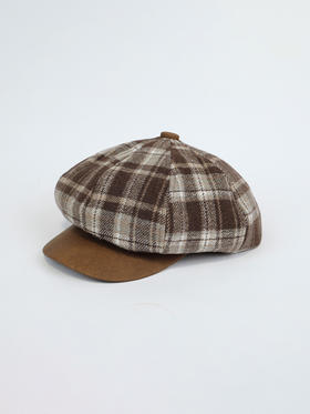 温暖摩卡慕斯色系拼接格纹八角帽鸭舌帽-纪念日百货门店同款166443266