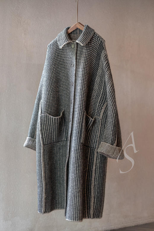 Boboutic 25AW 驼灰格纹/莓果格纹两面穿茧型羊毛长外套 商品图14