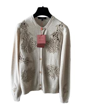 女款镂空刺绣羊绒针织开衫毛衣zh015