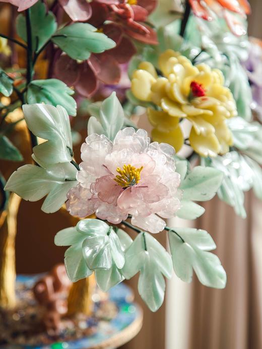 【已售】独角鹿西洋古董20世纪中国出品传统宝相花纹景泰蓝盆装饰「玉堂富贵」主题珍宝像生盆景一对 商品图4