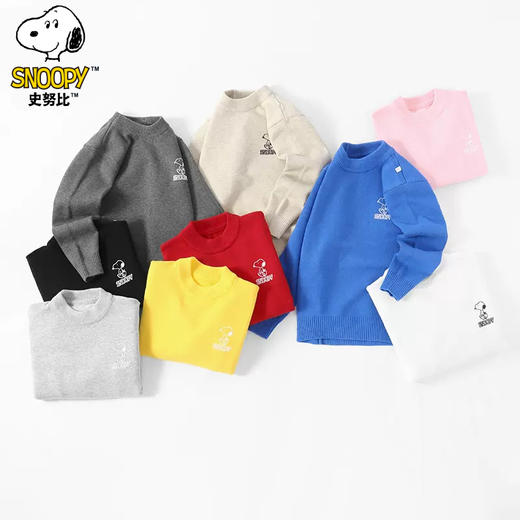 49元清仓特价{史努比}圆领针织男女童薄款毛衣秋冬纯色百搭套头打底衫80-160 商品图2