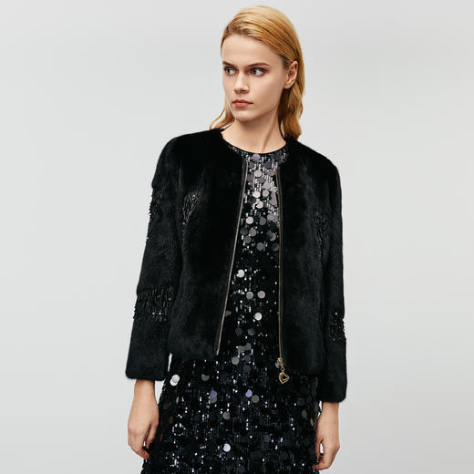 EITIE爱特爱冬季新款气质高级轻奢显瘦皮草短外套8093701 商品图2