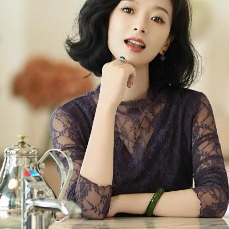 AHM wksz2507时尚百搭镂空蕾丝上衣气质优雅打底衫 商品图1