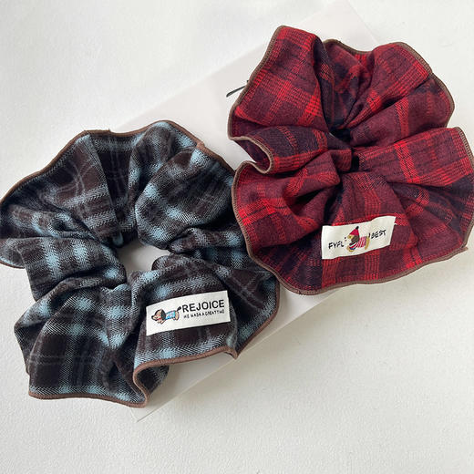 英伦风磨毛格纹锁边发圈丸子头发饰-纪念日百货门店同款166599279 商品图1