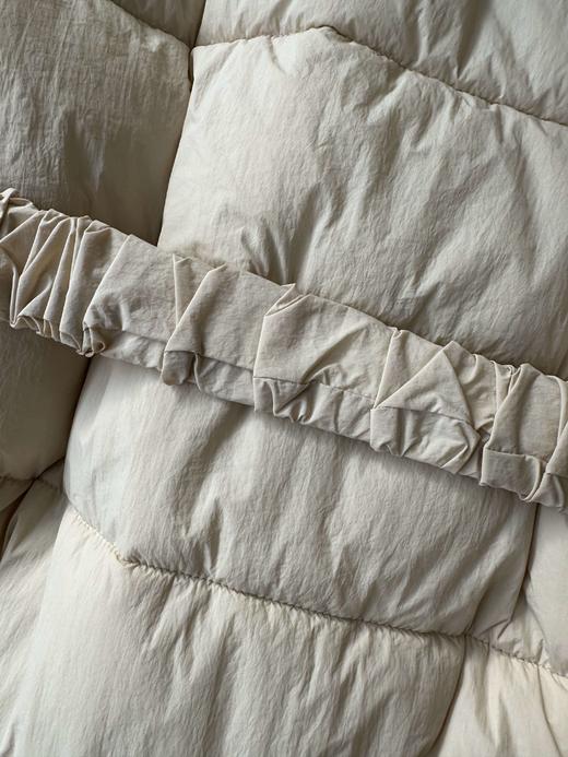 贝壳三 刺绣字母立领连帽中长款松紧收腰可拆卸帽棉服C111204 商品图9