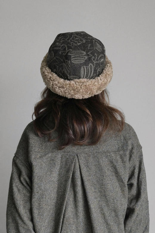 Kreuzzz 古绿色羊毛Marta刺绣毛绒软帽 商品图6