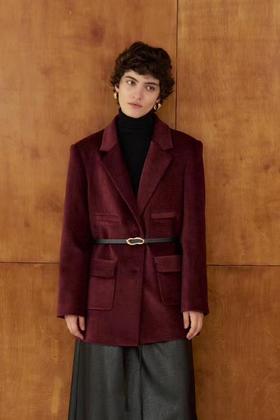 Kai & Kiera 高级复古红气质通勤毛呢西装外套 21516