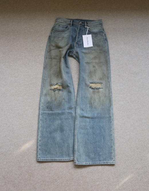 无缝衔接的冬 哈！女段 年度裤王 Acne 2021 泥染破洞款 中腰+微微喇 牛仔裤 商品图0