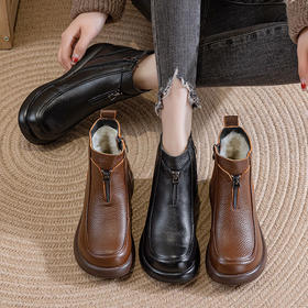 真皮【头层牛皮】羊毛马丁靴A828-1