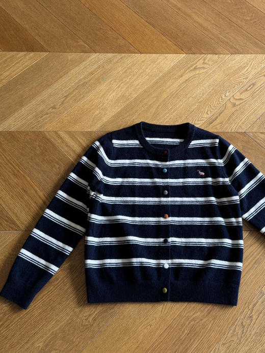 刺绣小马条纹彩扣圆领针织开衫毛衣【包邮+三天无理由退换 商品图9