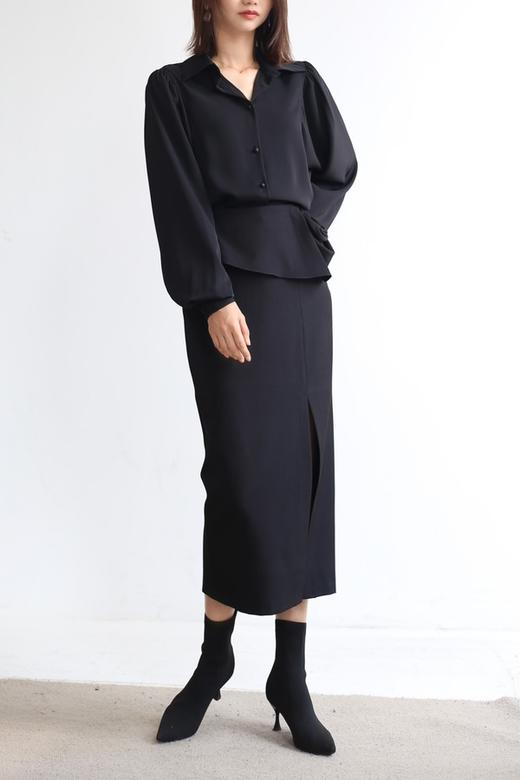 ESTELLICA 黑色经典气质显瘦垂顺衬衫 21471 商品图5