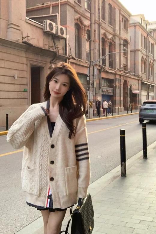 Kai & Kiera 减龄学院风撞色慵懒宽松针织开衫外套 21436 商品图3