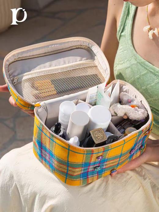 4楼Eubelle欧蓓 puui原创化妆包便携式大容量 宝石格纹收纳包 高级感旅行洗漱包 活动价：199元 商品图2