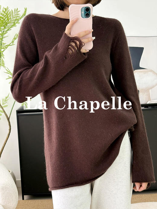 专柜实拍【镂空钩边+兔毛/绵羊毛】拉夏贝尔/La Chapelle高品质毛衣~舒适亲肤不扎！设计感时髦圆领针织毛衣 商品图11