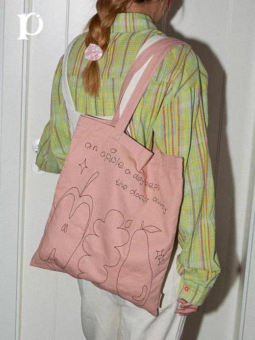 4楼Eubelle欧蓓 puui原创生活春夏大容量单肩手提包 帆布粉色刺绣通勤 活动价：128元 商品图2