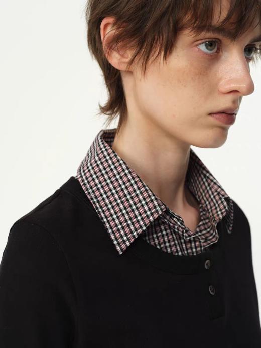 Evistub girls/E-5QCX1267/撞色格纹拼接假两件衬衫 商品图3