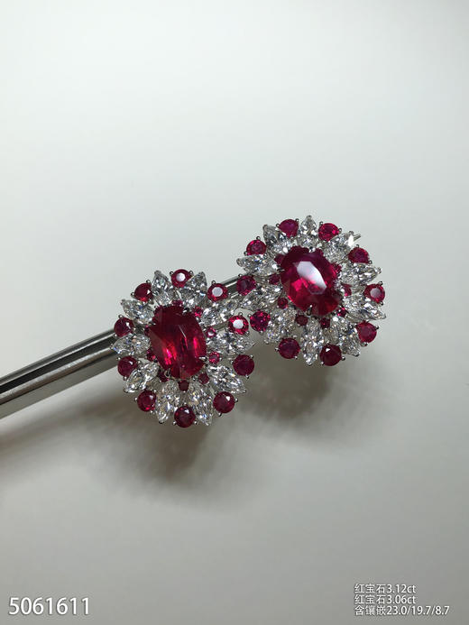 红宝石钻石耳钉，3.12ct/3.06ct【5061611】具体价格微信咨询 商品图2