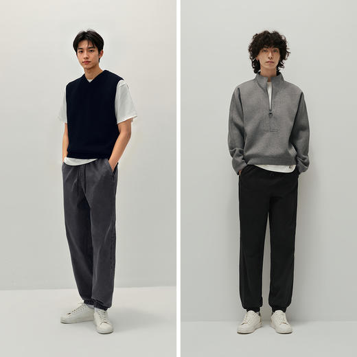 森马休闲裤男纯棉宽松锥形裤做旧2025秋季新款松紧腰长裤基础百搭 商品图4