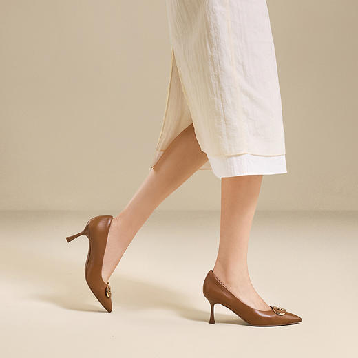 【静音系列】千百度羊皮超高跟鞋女细跟法式浅口单鞋A25457756 商品图2