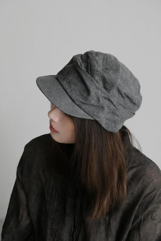 Kreuzzz 烟灰色和纸亚麻Sage报童帽 商品图7