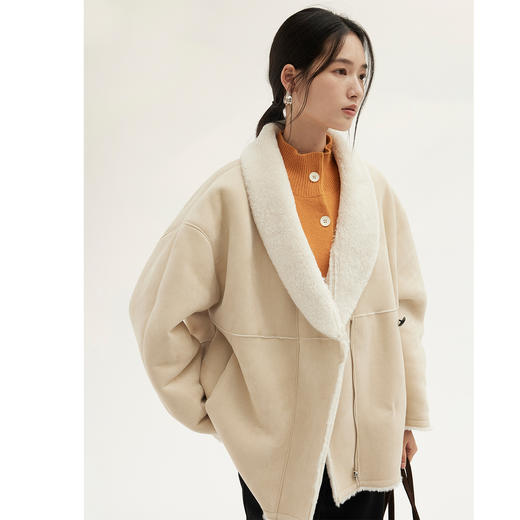 HeyDress翻领加厚仿羊羔毛皮草上衣 商品图0