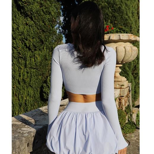 跃牌【菲芬之想】系列秋冬新款时尚运动瑜伽长袖紧身透气立体花专业健身衣女背心7704 商品图3