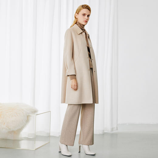 EITIE爱特爱气质翻领落肩垂坠毛呢大衣外套冬新款8014732 商品图3