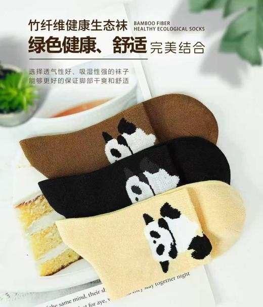 SL竹纤维时尚倒立熊猫长筒女袜2536 商品图1