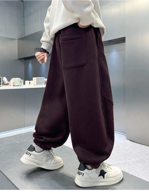 点此购买 120-170Alo秋冬季中大童立体裁剪加绒卫裤 xb 335336 商品图3