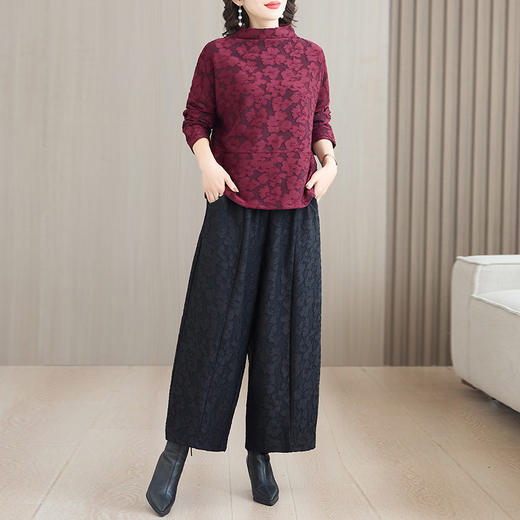 AHM myx9082新中式提花套装气质优雅厚款两件套妈妈装 商品图1