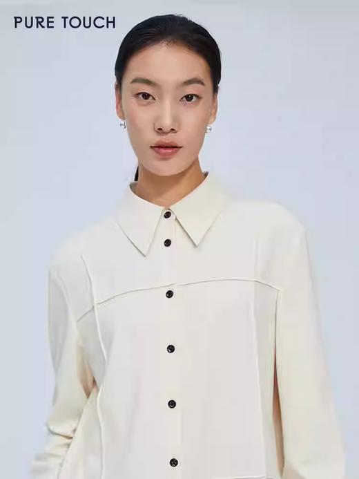 pure touch尖领廓形女士衬衫高级小众设计感宽松百搭长袖春季衬衣 商品图2