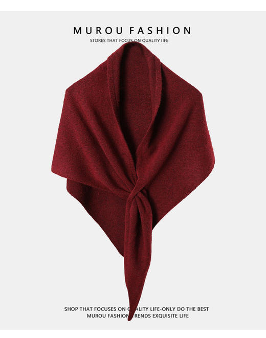 【气质含羊毛❗️轻奢三角巾】 慵懒出街含羊毛三角围巾 女秋冬护颈保暖围脖 纯色大披肩空调房外搭 商品图9