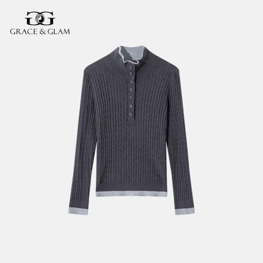 【5天左右发货】Grace&Glam MIU系风羊毛复古绞花假两件针织衫 商品图1