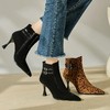 【预售5天】欧美真皮磨砂粗高跟短靴，时尚豹纹尖头显瘦时装靴舒适百搭马丁单靴QS&756 商品缩略图3