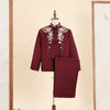 高品质寿服女棉套“花落枝摇”（酒红色、深枣红）百年传统工艺寿衣 商品缩略图0