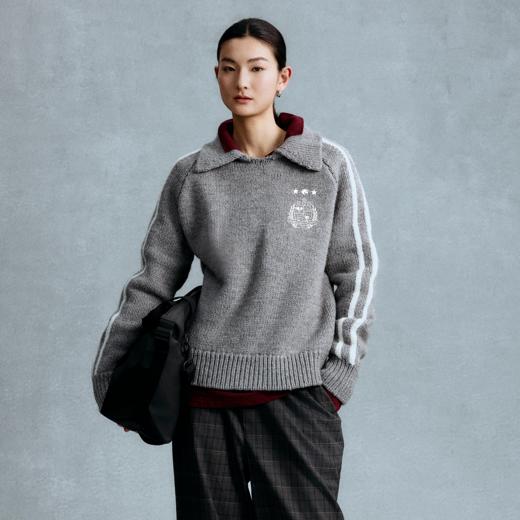 GOODBAI 学院组合logo翻领撞色条纹毛衣 商品图0