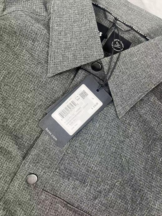 瑕疵HUGO BOSS Performance 男士宽松版按扣拉链口袋商务休闲长袖衬衫 商品图3