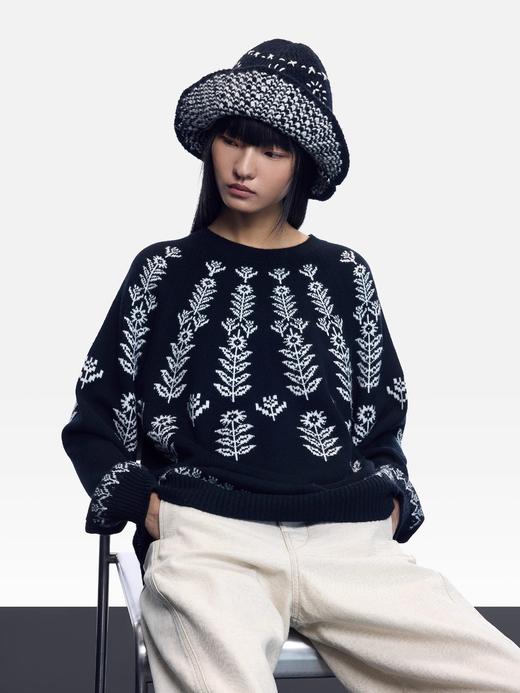 【刘雯 陈都灵同款】ER*费尔岛虚提羊毛混纺毛衣 商品图2