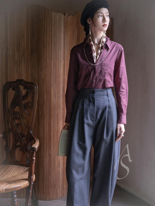 Studio Nicholson 25AW 岩灰色ACUNA羊毛双褶阔腿裤 商品图2