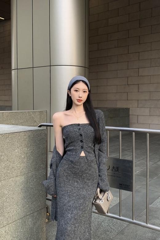 SIA SAYLOR 名媛风休闲慵懒风针织开衫半裙三件套装 21424 商品图6